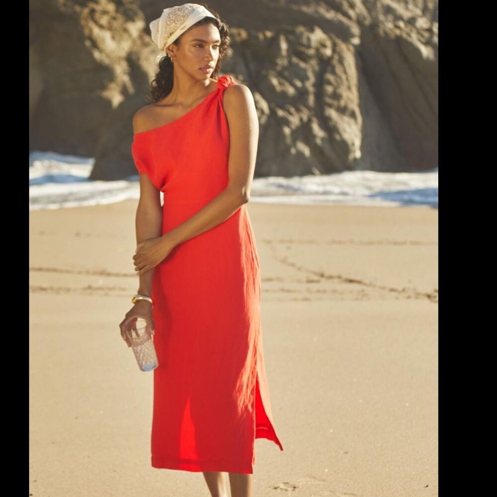By Anthropologie One-Shoulder Column Midi Dress